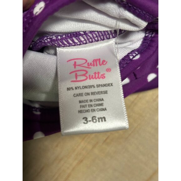 RuffleButts Purple Polka Dot Rash Guard Set Long  Sleeve Top & Bottoms Size 3-6M - Picture 6 of 6